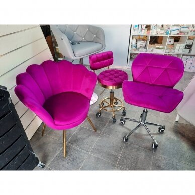 Beauty salon lounge chair REY, fuchsia velor 5