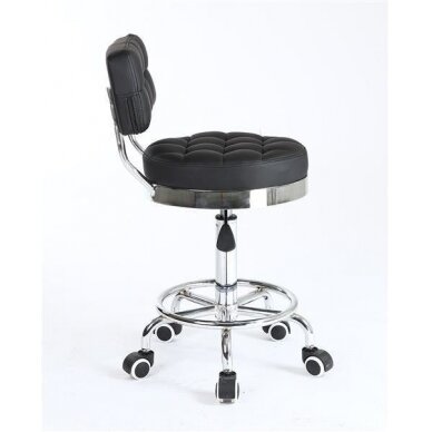 Meistro kėdutė grožio salonams bei kosmetologams su atlošu HC636, juodos spalvos 1