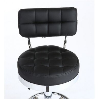 Meistro kėdutė grožio salonams bei kosmetologams su atlošu HC636, juodos spalvos 2