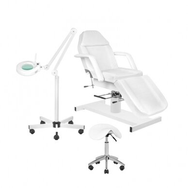 Set for cosmtologics: Hydraulic cosmetology bed A-210 + master chair AM-302 + cosmetology lamp with magnifying glass S5