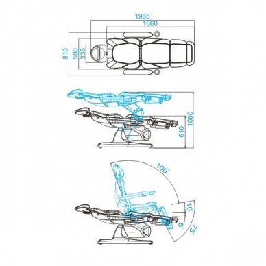 Профессиональное электрическое косметологическое кресло кровать AZZURRO 870 (3 мотора), цвет капучино 1