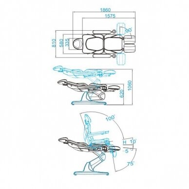 Professional electric podiatric chair-bed-bed for pedicure procedures AZZURRO 870S PEDI (3 motors), cappuccino color 1