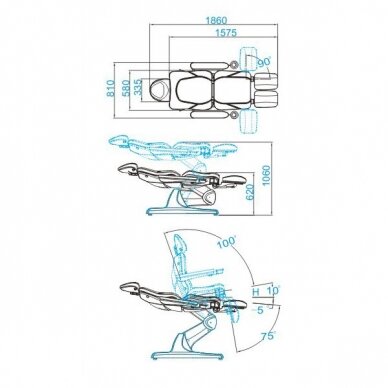 Profesionali elektrinė podologinė kėdė- lova-gultas pedikiūro procedūroms AZZURRO 870S PEDI (3 varikliai), kapučino spalvos 1