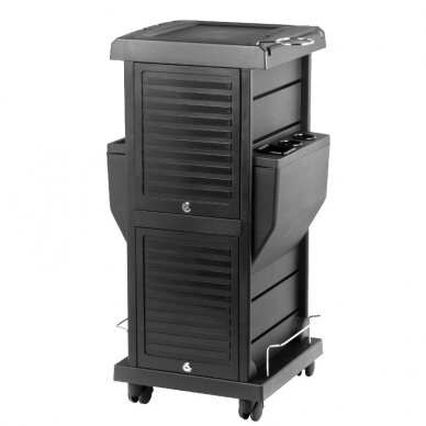 Professional hairdresser's trolley with 2 lockable compartments MOD100C, black color