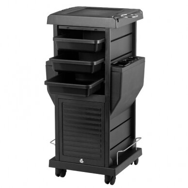 Professional hairdresser's trolley with 2 lockable compartments MOD100C, black color 6