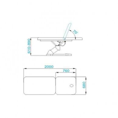 Professional electric cosmetic bed-bed for massage procedures AZZURRO 808 (2 motors), white 5