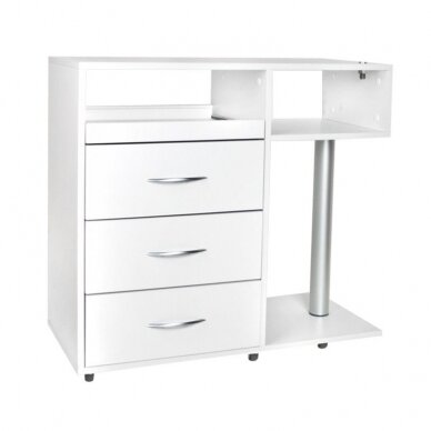 Professional trolley-cabinet for beauticians with space for a lamp to insert a magnifying glass Y-300, white