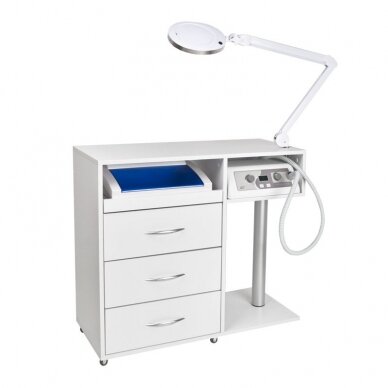 Professional trolley-cabinet for beauticians with space for a lamp to insert a magnifying glass Y-300, white 8