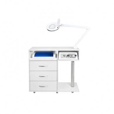 Professional trolley-cabinet for beauticians with space for a lamp to insert a magnifying glass Y-300, white 10