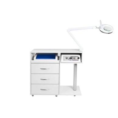 Professional trolley-cabinet for beauticians with space for a lamp to insert a magnifying glass Y-300, white 11