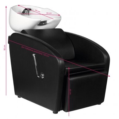 Professional sink for hairdressers and barber GABBIANO BERGEN, black color 4