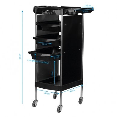 Professional hairdresser's trolley GABBIANO FX11-A, black 3