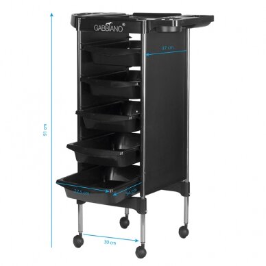 Professional hairdresser's trolley GABBIANO FX11-5, black 4