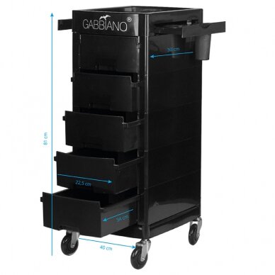 Professional hairdresser's trolley GABBIANO FT65-A, black color 4