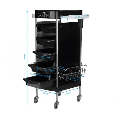 Professional hairdressing trolley GABBIANO, black FX11E 4