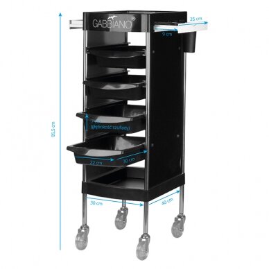 Professional hairdresser's trolley GABBIANO, black FX11F BLACK 4