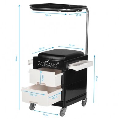 Professional trolley-chair for podiatric work GABBIANO, black color 6