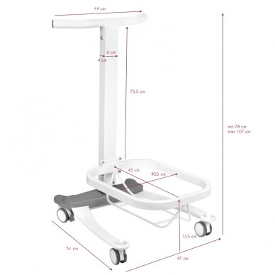 Professional pedicure bath with wheels and lift (height adjustment and locking) 4