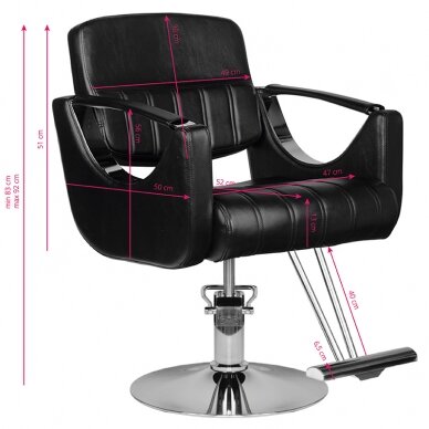 Professional barber chair for hairdressers and barber shops HAIR SYSTEM HS52, black color 4