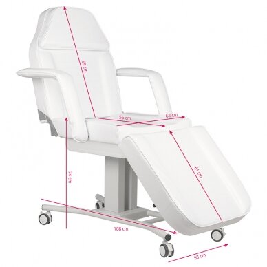 Professional cosmetology chair-bed with castors, white A-241 5