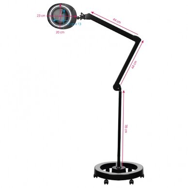 ELEGANTE RED LINE professional cosmetic LED lamp - magnifying glass ELEGANTE 6025 60 SMD 5D, black color (with stand) 5