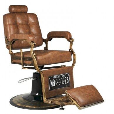 Profesionali barberio kėdė BOSS OLD LEATHER, šviesiai rudos spalvos 1