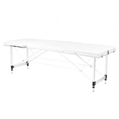 Professional folding massage table 3 parts with aluminum legs, white color KOMFORT FIZJO 3