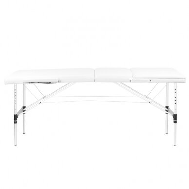 Professional folding massage table 3 parts with aluminum legs, white color KOMFORT FIZJO 3 4