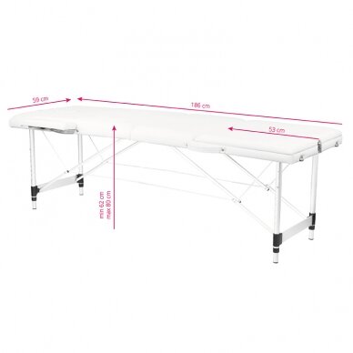 Professional folding massage table 3 parts with aluminum legs, white color KOMFORT FIZJO 3 7