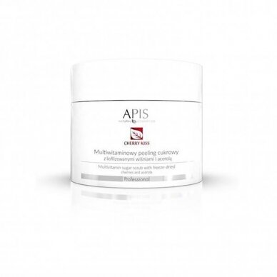 APIS CHERRY KISS Facial skin sugar scrub with lyophilized cherries, hyaluronic acids and almond oil, 220 g