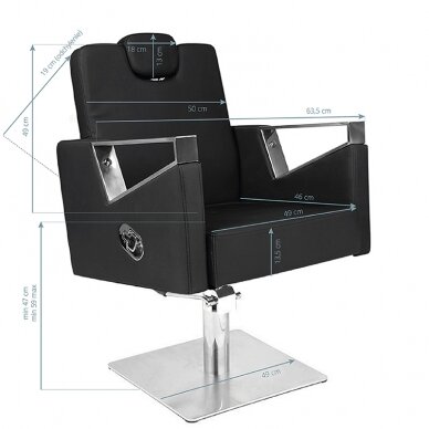 Профессиональное барберское кресло для парикмахерских и салонов красоты GABBIANO VILNIUS, черного цвета 5