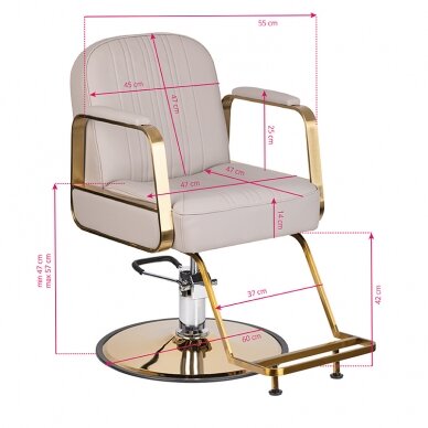 Professional barber chair GABBIANO ARCI, beige with gold details 6