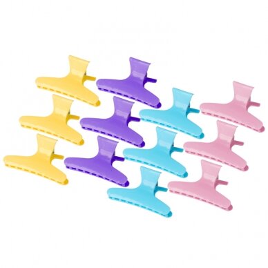 Color hair clips E-47 (12 pcs, 8.2 cm)