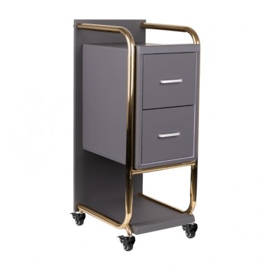 Professional beauty salon trolley GABBIANO SOLO, gray with gold frame