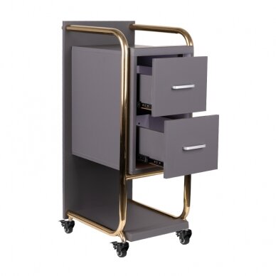 Professional beauty salon trolley GABBIANO SOLO, gray with gold frame 1