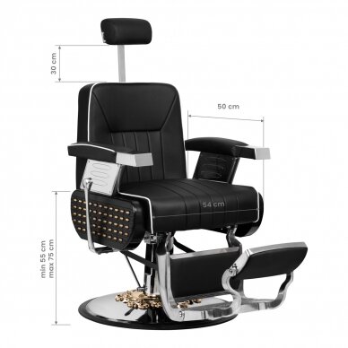 Professional barber chair for hairdressers and beauty salons GABBIANO LIVIO, black color 2