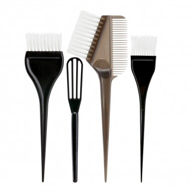 Set of brushes for hair coloring, 3 pcs. + paint mixer, black color 1