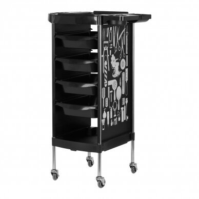 Professional hairdressers trolley GABBIANO X11-9 GRAPHICS, black color