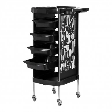 Professional hairdressers trolley GABBIANO X11-9 GRAPHICS, black color 1