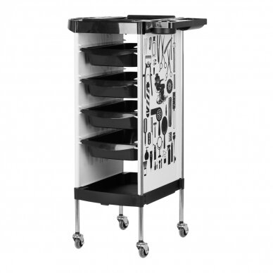 Professional hairdresser trolley GABBIANO X11-9 GRAPHICS, black and white colors