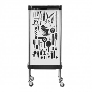 Professional hairdresser trolley GABBIANO X11-9 GRAPHICS, black and white colors 3