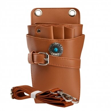 Holster case with belt for barber scissors T14, brown color 1