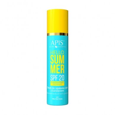 APIS HELLO SUMMER ACTIVATOR kūno įdegio aliejus su karotinu ir SPF20,150 ml