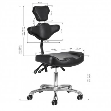 Professional masters chair for tattoo artists and beauty salons PRO-INK 973, black color 12