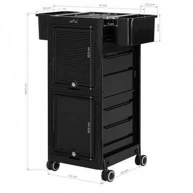 GABBIANO professional barber trolley 68C, black color 15