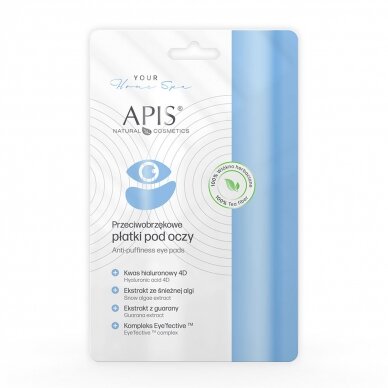 APIS HOME SPA snow algae and guarana extract with high caffeine content eye pads for swelling and puffiness, 1 pair