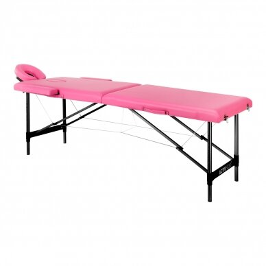 Professional folding massage bed ACTIV FIZJO COMFORT with 2 aluminum legs, black and pink colors