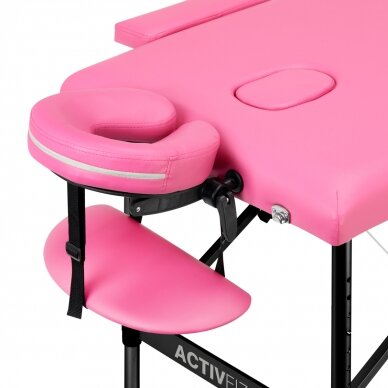 Professional folding massage bed ACTIV FIZJO COMFORT with 2 aluminum legs, black and pink colors 2