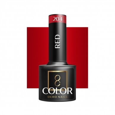 OCHO NAILS ilgalaikis hibridinis nagų lakas manikiūrui RED 204, 5 g.