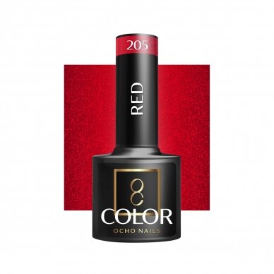 OCHO NAILS ilgalaikis hibridinis nagų lakas manikiūrui RED 205, 5 g.